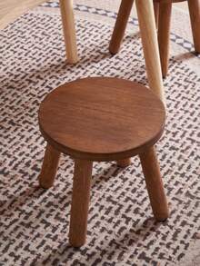 1pc Modern Solid Wood Round Stool, Indoor Plant Stand, Garden Bench, Mid-Century Style Plant Stool, Detachable Wooden Legs, Suitable For Plant Stand, Kitchen, Bathroom, Bedroom, Living Room - Multicolor - View 2