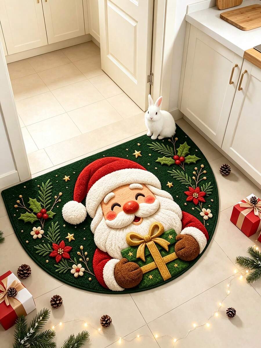 1pc Santa Claus Doormat, Welcome Mat, Small Rug, Carpet, Floor Mat, Outdoor Doormat, Kitchen Rug, Home Decor, Front Door Mat, Area Rug, Outdoor Mat, Home Decor, Area Carpet, Garden Rug, Washable Carpet - Multicolor - View 1