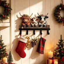 3pcs Highland Cow Metal Kitchen Hooks, Farm Animal Decorative Hanging Hooks, Suitable For Kitchen Entryway, Spoon, Towel, Pot Rack, Keys, Bag Hooks, Country Style, Decorative Hanging Rack - Multicolor - View 1