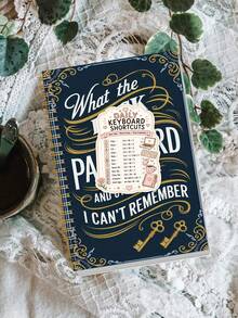 1pc Navy Gold A5 Login & Password Book With Shortcut Sticker, Halloween Notebook Office Decor And Accessories Nurse Essentials Bible Study Materials, For Home Office & Accounts - A - View 8