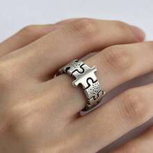 1pc Fashion Minimalist 316 Stainless Steel Puzzle Style Unisex Ring, Christmas Halloween Gift For Colleagues And Friends - Ring - View 1