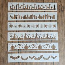 Halloween Cake Stencils Reusable Long Cake Border Templates Bat Spider Tombstone Witch Pattern Cake Side Decorating Stencils For Baking - White - View 7