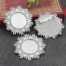 2pcs 25mm Inner Size Sun Style Brooch Cabochons Blank Base Setting Bezel Tray Alloy Metal DIY Jewelry Making Accessories Findings - Brooch Pin - View 3