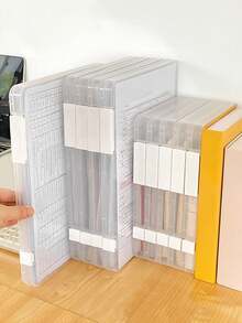 1/2/4pcs Transparent A4 File Storage Box, Desktop Vertical Classification Archive Box, Dustproof & Moisture-Proof Document Organizer, Student Exam Paper Office Receipt File Sorting, Neat Storage Helper - Clear - View 7