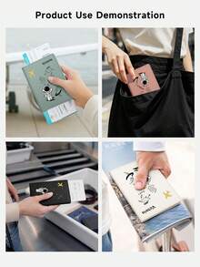 Ayotu Customized Passport Holder, Customizable Name/Text, Featuring Cute Cartoon Astronaut Pattern, Combines Passport Cover And Card Holder Functions, Portable Multi-Functional Document/Bank Card Storage Bag, PU Leather Wallet, Ultra-Thin Passport Holder, Unisex - Multicolor - View 6