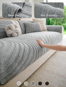1PC Cream-Style Plush Velvet Jacquard Sofa Cushion Cover – Non-Slip, Pet-Friendly, All-Season, Machine Washable Suitable For 1-4-Seater Sofas. Decorative Protective Slipcover / Throw Cover – Dustproof, Durable, And Resistant To Pet Scratching. - Multicolor - View 8