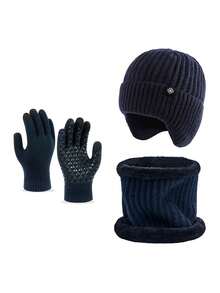 3PCS Autumn/Winter Snowflake Pattern Knitted Hat With Scarf And Gloves Set, Windproof Warm Versatile Woolen Hat Set Suitable For Outdoor Daily Use - Multicolor - View 10