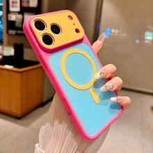 奢華多巴胺色磁吸手機殼，適用於 iPhone 18 Pro Max 17 16 15 14 13 Pro Max，亮面果凍糖果色，支援無線充電，鏡頭保護，18 Pro Max 18 Pro 手機殼，軟邊防震後蓋 - 淺天藍色 - 查看 2