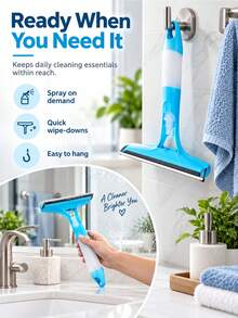 3-In-1 Multi-Functional Glass Cleaning Tool With Sprinkler, Polypropylene (PP) Plastic, For Bathroom, Kitchen, Living Room, Bedroom, Toilet - Efficient Mirror And Window Scraper - A - View 5