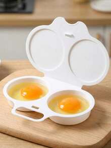 1pc Microwave Egg Cooker Poacher, Non-Electric Heat-Resistant PP Plastic, Double-Layer Egg Cup Heat-Insulating Base, Space-Saving Breakfast Cooking Tool, For Home Office Dormitory, Easy Clean Kitchen Gadget With Sturdy Handle Durable Cookware - Multicolor - View 4