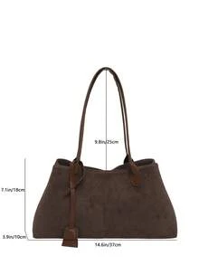 Cross-Border Vintage Suede Matte Tote Bag For Women, Large Capacity Shoulder Bag For Work And Commute, High-End Underarm Bag - Coffee - View 4