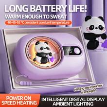 Penghangat Tangan Elektrik Portabel Panda, Isi Ulang, Pemanas 3 Tingkat Suhu Konstan 40-55°C, Tampilan Baterai Digital 1200mAh, Pengisian Daya Type-C, Hadiah Perjalanan Musim Dingin Lucu, Bantalan Pemanas Elektrik - A - View 9