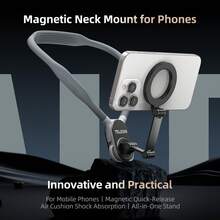 TELESIN Magnetic Neck Phone Holder Bracket, Neck Mount Phone Stand For POV Vlog Selfie, Hands-Free Chest Support Strap For Smartphone Video Recording - Gray Without Mobile Remote Control - View 3