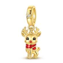2026 Nuevo Colgante de Navidad Chapado en Oro de 18K Cuentas de Charm Luna de Navidad Copo de Nieve Huevo Reno Joyería de Celebración de Vacaciones Regalo Accesorio de Fiesta para Familia Amante Mamá Niña Hija Compañera de Clase - Dorado - Ver 11