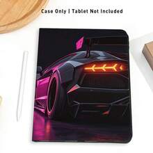 Sports Car UV Printed Flat Pattern, Magnetic Closure, Smart Sleep/Wake, Full Coverage Anti-Drop & Shockproof, Adjustable Stand Tablet Protective Case With Pen Slot, Compatible With Huawei / MatePad 11.5 2025 / MatePad SE 11 Inch Tablet Protective Case, Honor Tablet Protective Case / Honor 9 / 10 / X8A, Compatible With Redmi Pad SE 11 Inch (2023) / Pad 2 And Other Popular Brand Tablet Models, Compatible With Samsung Models - Style 38 - View 6