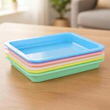 3pcs Multi-Purpose Fishing Bait Tray Plastic Thickened Flower Pot Tray Rectangular Tray A5 Size Shallow Dish Handmade Storage PP Multi-Purpose Plastic Water Transfer Painting Square Plate Cat Litter Tray Miscellaneous Storage Tray - Multicolor - View 3