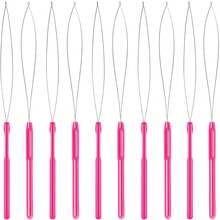 URmeili 20 Pieces Hair Extension Loop Needle Threader Pulling Hook Needle Bead Device For Hair Or Feather Extensions Supplies, DIY Hook Tool Loop Tools(Pink) - View 10