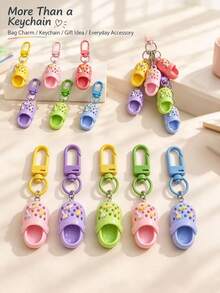 10/8/6/3/1pc Cute 3D Mini Clog Keychain, Colorful Resin Shoe Pendant With Mini Food Decor & Spring Hook, Bag Backpack Key Charm, Creative Gift Accessory, Key Chain Ornament, Suitable For Daily Decoration - One Size - View 3