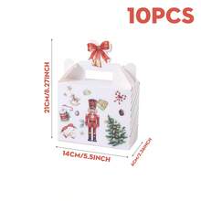 2/5/8/10/12PCS Portable Paper Gift Boxes, Vintage Nutcracker And Christmas Tree Pattern, Colorful Stripes, Rectangular Gift Box With Handle And Red Bow Hollow Top, Suitable For Gift Packaging, Christmas Party And Holiday Party Supplies - Nutcracker - View 11