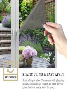 1 Roll One-Way Privacy Window Film, Heat Insulation & Sun Protection, Reflective Mirror Window Sticker, Suitable For Home Glass Windows, Static Adhesion, Removable, UV Protection, Anti-Glare - One-way Mirror - View 10