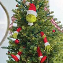 The Grinch 1 Set Christmas Tree Body Decoration, Wearing Christmas Hat Humanoid Doll Shape, Christmas Tree Fun Decoration Kit, Suitable For Winter Christmas Tree Decoration, Home Holiday Decor, Party Backdrop, Window Display Scenes - Multicolor - View 8