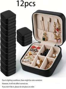 Kotak Penyimpanan Perhiasan Travel 12 pcs Portabel, Pengatur Anting Anti-Oksidasi, Kotak Cincin Multifungsi Tahan Gores, Kotak Display Perhiasan dan Penyimpanan Kosmetik, Cocok untuk Bepergian dan Penggunaan Sehari-hari, Dilengkapi Set Hadiah Lamaran Bridesmaid yang Ideal, Sempurna untuk Hari Valentine dan Perlengkapan Bepergian Tahun Baru - MultiWarna - View 12