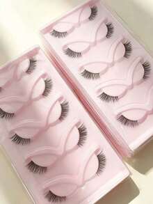 5 Pairs Cat Eye 3D Effect Short False Eyelashes, Natural Appearance Sparse D Curl Faux Mink Lashes, Extended Outer Corner Thick Fox Eye False Eyelashes - Multicolor - View 6
