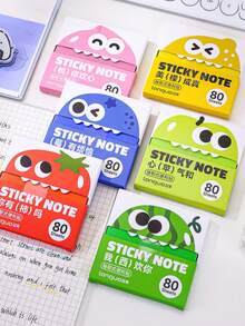 1/6pcs Fruit Sticky Notes – 80 Sheets/Pad Self-Adhesive Cartoon Memo Pads With Pull-Out Dispenser – Pastel Post Memo Notes For Office, School, To-Do List, Journaling & Creative Planning, Back To School Gift, Christmas Gift - Multicolor - View 1