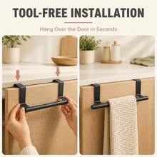 2/1pc Stainless Steel Cabinet Hanging Rod, Stainless Steel Door Towel Rack, Door Towel Rack, Metal Kitchen Rack, Kitchen Door Towel Rack, Dishcloth Hanging Rack, Kitchen - Black - View 2