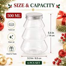 12pcs Christmas Cookie Boxes & Candy Jars, Bottles, Christmas Tree Shaped Jars (6 Bottles And 6 Lids) Candy Jars Cookie Boxes Containers, Suitable For Candy, Cookies, Juice And Chocolate - Christmas Gifts And Decorative Ornaments, Gift Packaging - Multicolor - View 5