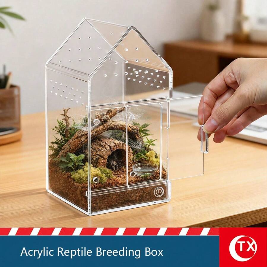 Acrylic Reptile Enclosure, Transparent Spider Breeding Box, Gothic-Style Tarantula Enclosure, Ventilated Reptile Tank, Suitable For Jumping Spiders, Lizards, And Insects. - Multicolor - View 1