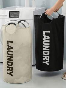 Large Thickened Laundry Basket With Handle, Suitable For Teenagers, Tall Laundry Bin For Storing Gear And Clothes, Dorm Essential, College Room Decor, Laundry Room Accessory, Beach Cruise Camping Back To School Travel Must-Have - Grey - View 1