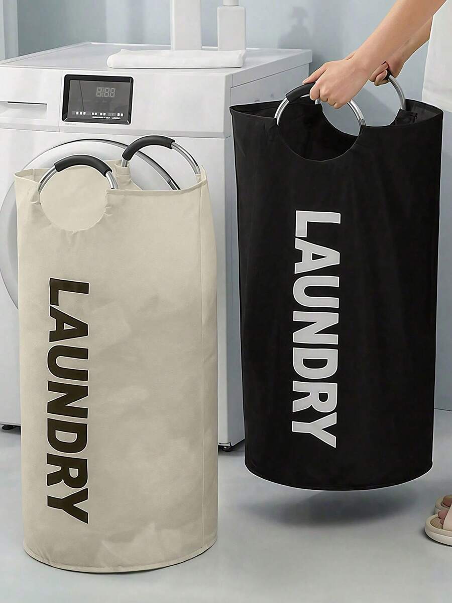Large Thickened Laundry Basket With Handle, Suitable For Teenagers, Tall Laundry Bin For Storing Gear And Clothes, Dorm Essential, College Room Decor, Laundry Room Accessory, Beach Cruise Camping Back To School Travel Must-Have - Grey - View 1