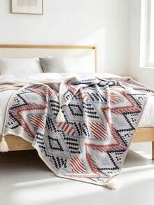 Selimut Sofa Kotak-kotak, Selimut Multifungsi yang Terbuat dari Serat Poliester Bohemian, Satu Ukuran Cocok untuk Semua. Detailnya meliputi Kehangatan dan Kelembutan, Cocok untuk Ruang Tamu, Kamar Tidur, dan Penggunaan di Rumah. - MultiWarna - View 5