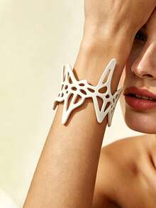 MARLIWOO 1pc Asymmetrical Niche Personalized Party Chain Adjustable Jewelry Vintage Gothic Style Line Leather Bracelet - Multicolor - View 3