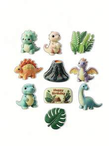 20pcs Dinosaur Cake Toppers, Dinosaur Figurines, Acrylic Cute Cake Decorations, Suitable For Birthday Party, Theme Party - Multicolor - View 8