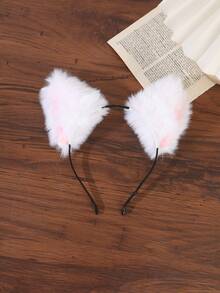 1pc Plush Cat Ear Headband, Realistic Animal Ear Cute Headband, Japanese Style Cosplay Photo Prop, Girl Party Live Stream Costume Accessory, Multi-Color Hair Accessory - Multicolor - View 14