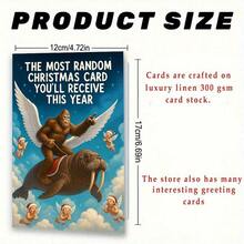 1pc Perfect Christmas Gift - Most Random Christmas Card, Featuring A Flying Bigfoot Riding On A Walrus's Back With Angelic Companions. Perfect For Quirky Friends, Family Or Colleagues Who Love Unique Holiday Humor JXJZ - Sets - View 3