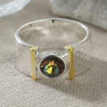 Vintage Wide Geometric Women's Ring, Niche Design Holiday Jewelry Accessory Gift - Silver - View 5