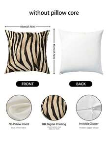 1pc Beige & Black Zebra Print Pillow Case, Modern Animal Pattern Decorative Cushion Cover, Suitable For Living Room Sofa, Country Style Throw Pillow Cover (Pillow Insert Not Included) - Multicolor - View 4