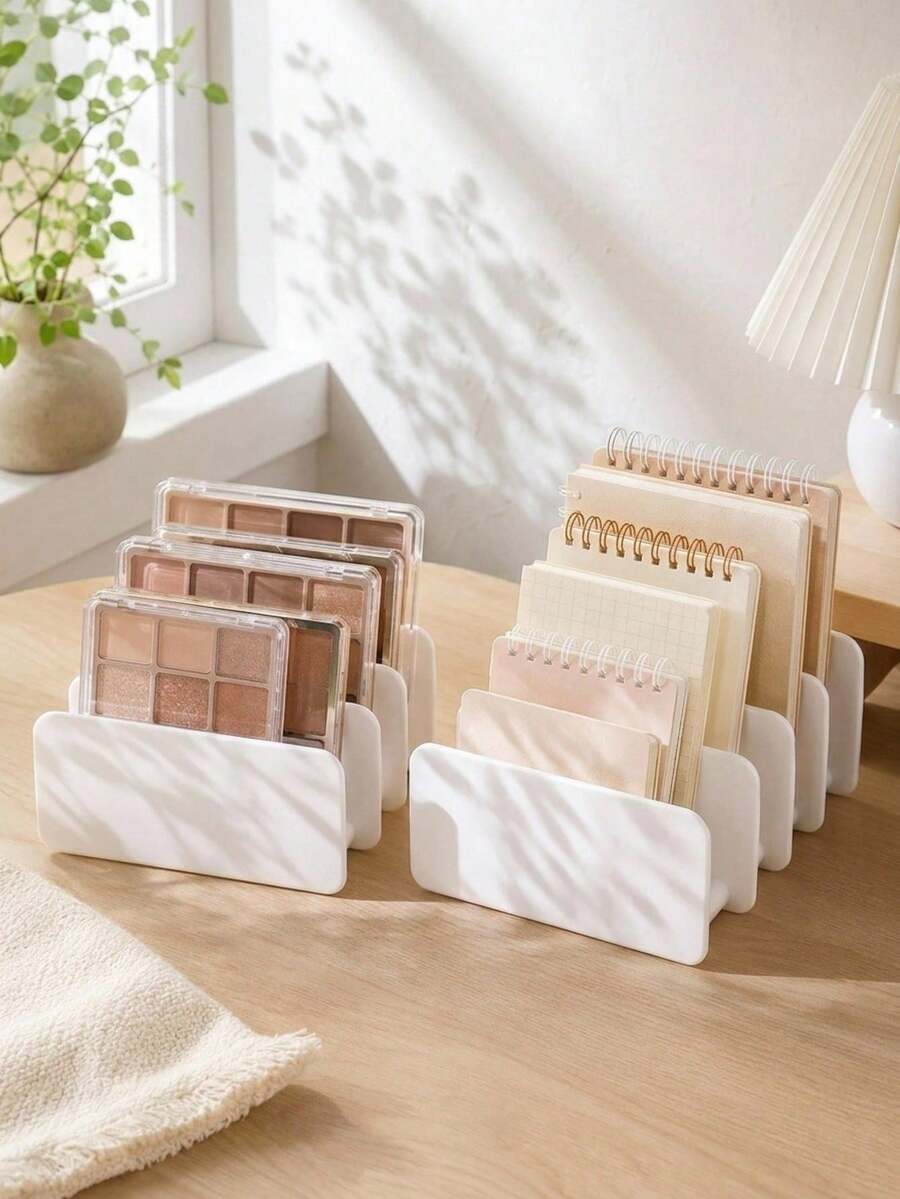 Rak Organizer Meja Multi-Slot Warna Putih, Tempat Penyimpanan Palet Kosmetik untuk Kompak Makeup, Memo Pad, Perencana, Buku, Kartu, File, Ponsel, Tablet & Perlengkapan Meja, Meja Kantor, Kamar Tidur, Ruang Tamu, Ruang Kecantikan, Hadiah Ulang Tahun, Liburan & Pesta Rumah Baru - MultiWarna - View 1