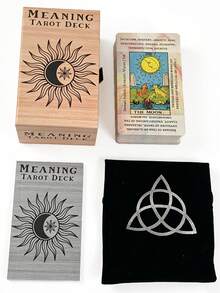 1 BoxMeaning Tarot Deck, 78 Cards, Self-Discovery Divination Set With Guidebook,Gift Box Set, Ideal For Personal Growth - Multicolor - View 3