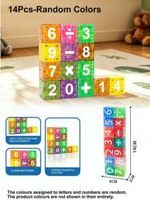 40pcs Travel Magnetic Number & Letter Building Blocks, Magnetic Stacking Blocks, DIY Stacking Toys, STEM Learning Construction Set With Storage Box, Number & English Theme, Portable Assembly Toys, Parent-Child Interaction, Random Colors, Perfect Christmas/New Year Gift - Multicolor - View 7