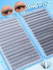 CMAYOME 540/608/640pcs Natural False Eyelashes,Large Capacity Single Cluster Eyelash Clusters,Different Densities Of Large Capacity Eyelashes,Suitable For Beginners'DIY Home Eyelash Extension Kit,Eyelashes Suitable For Halloween,Christmas And Other Occasions - Multicolor - View 9