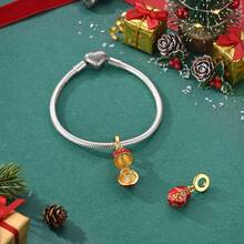2026 Nuevo Colgante de Navidad Chapado en Oro de 18K Cuentas de Charm Luna de Navidad Copo de Nieve Huevo Reno Joyería de Celebración de Vacaciones Regalo Accesorio de Fiesta para Familia Amante Mamá Niña Hija Compañera de Clase - Dorado - Ver 5