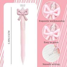 Sweet Bow Decor Retractable Neutral Pen, Aesthetic Girly Style, Smooth Writing Quick-Dry Ink, Lightweight & Durable, Black Signature Pen For Students Daily Practice And Notes - Multicolor - View 5