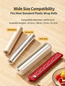 1PC/5PCSPlastic Wrap Cutter, Household Kitchen Foil Dispenser With Slide Cutter, Portable Storage Box For Cling Film, Aluminum Foil & Baking Paper, Multicolor Optional, Countertop Organizer For Food Wrapping, Easy To Use For Home Cooking & Meal Prep - Multicolor - View 7