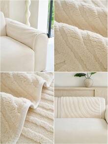 1PC Cream-Style Plush Velvet Jacquard Sofa Cushion Cover – Non-Slip, Pet-Friendly, All-Season, Machine Washable Suitable For 1-4-Seater Sofas. Decorative Protective Slipcover / Throw Cover – Dustproof, Durable, And Resistant To Pet Scratching. - Multicolor - View 5