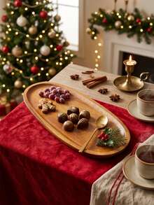 1pc Wooden Acacia Cutting Board, Double-Sided Bread And Cheese Board, Functional Kitchen Accessory Suitable For Fruit, Meat And Bread Cutting, Can Be Used As Prep Station, Exquisite Holiday Gift For Chefs On Halloween, Birthday, Party, Christmas, Valentine's Day, Easter, Wedding And Other Occasions - Khaki - View 8