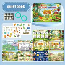 Kids Preschool Quiet Busy Book, Mixed‑Theme Interactive Matching Activity Book, Dinosaur Space Farm Animal Fruit Cognitive Educational Toy For Toddlers - Multicolor - View 4